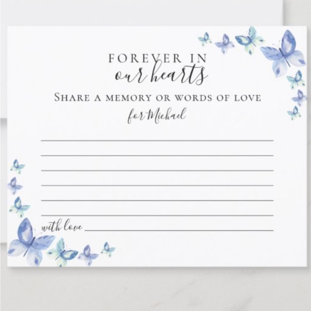 Funeral Memorial “Share a Memory” for Michael Memory Cards